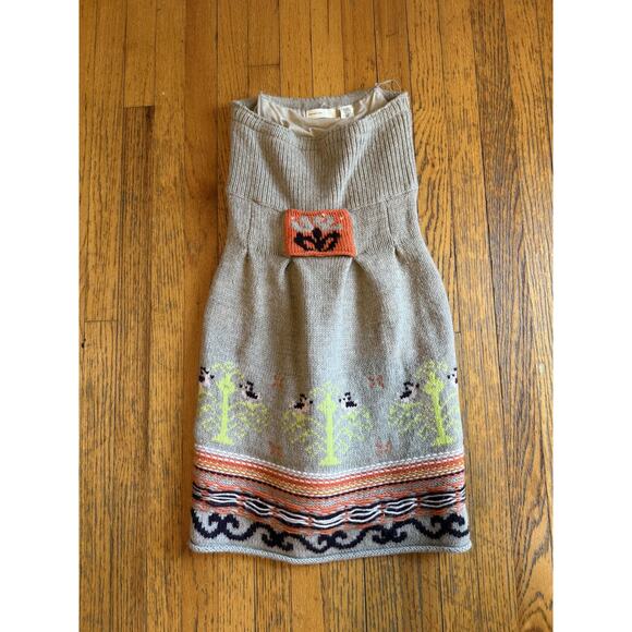 Sleeping on Snow Skirt Womens Small Gray Wool Knit Lined Intarsia Anthropologie - Picture 2 of 7
